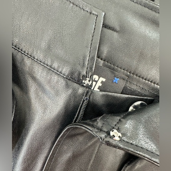 Paige Melila Black Vegan Leather Paperbag Waist Straight Leg Cropped Pants Sz 4 - Picture 12 of 13